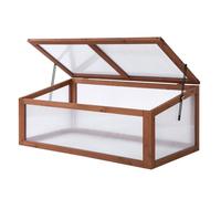 Outsunny Serra fredda in legno per piante 100 x 65 x 40cm Marrone | Piccola serra in policarbonato, coperchio superiore apribile e inclinabile