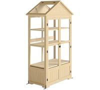 Outsunny serra in legno con serratura Serra con 4 livelli, lucernario, serra fredda con doppia porta, per giardino, balcone, natura, 100 x 56,5 x 178 cm