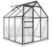 Outsunny Serra in Policarbonato e Alluminio con Porta a Battente e Finestra a Tetto, 3.6㎡, Grigio Aosom Italy
