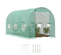 Outsunny Serra per Orto a Tunnel 4.45x2x2 m, con 6 Finestre e Porta Avvolgibile, Serra da Giardino con Tetto Arrotondato, in PE e Metallo, Verde
