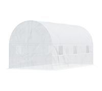Outsunny Serra per Orto con 6 Finestre e Porta Avvolgibile, Serra da Giardino a Tunnel, Serra per Piante con Struttura in Metallo e Telo in Polietilene, 4.5x2x2m, Bianco