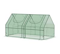 Outsunny Serra da Giardino con 2 Coperture in PE e 4 Finestre Avvolgibili, Serra per Orto per Piante e Fiori, Struttura in Acciaio, 180x90x90cm, Verde
