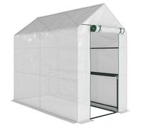 Outsunny Serra per orto da Giardino con Rivestimento in PE, Porta a Cerniera e 4 Ripiani, 186x120x190cm, Bianco Aosom Italy