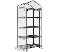 Outsunny Serra per Orto Verticale con Porta avvolgibile, 4 Ripiani e Copertura in PVC Trasparente, 70x50x160cm, Verde scuro Aosom Italy