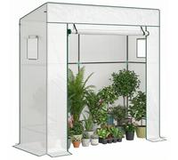 Outsunny Serra per Piante con 2 Finestre Laterali a Rete e Ingresso Avvolgibile, in PE e Acciaio, 196x77x197 cm, Bianco Aosom Italy