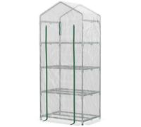 Outsunny Serra per Piante Verticale e 4 Ripiani Acciaio e PE Bianco 70x50x160cm