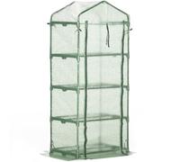 Outsunny Serra per Piante Verticale e 4 Ripiani Acciaio e PE Verde 70x50x160cm