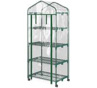 Outsunny Serra per Piante Verticale e 4 Ripiani Acciaio e PVC Verde 69x50x165cm