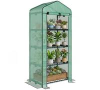 Outsunny Serra per Piante Verticale Scaffale 4 Ripiani Verde Scuro