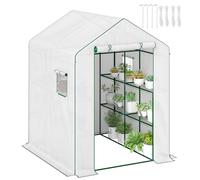 Outsunny Serra per pomodori da giardino con 1 porta, 2 finestre, ripiani 3 livelli per Ortaggi Piante Fiori Telone PE 140 x 143 x 190 cm Bianco