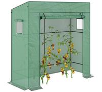 Outsunny Serra piccola da esterno con finestre a rete e porta con cerniera Serra per la coltivazione di pomodori piante fiori 196x77x197 cm Verde