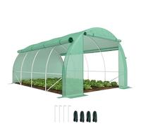 Outsunny serra polytunnel 4 x 3 x 2 m serra walk-in con coperture avvolgibili serra polytunnel protezione UV acciaio tubolare verde