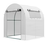 Outsunny Serra portatile con Porta e finestra a rullo e telaio, tiranti e picchetti, copertura plastica 135 g/m², 1,8×1,8×2 m, Bianco Aosom Italy