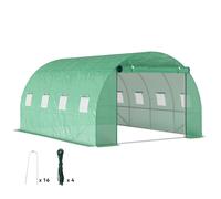 Outsunny Serra tunnel da giardino 3 x 4 x 2 m con porta avvolgibile e grandi finestre, in acciaio zincato e PE, verde