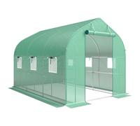 Outsunny Serra tunnel da giardino 6 m², serra da giardino con scaffali, porta e 6 finestre, telaio in acciaio galvanizzato, verde Aosom Italy