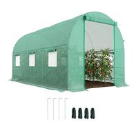 Outsunny Serra tunnel da giardino, 8 m², serra da giardino, tunnel 400 x 200 x 200 cm, con porta e 6 finestre, per esterni, tutte le stagioni, verdure, frutta, fiori, telone PE ad alta densità, 140 g
