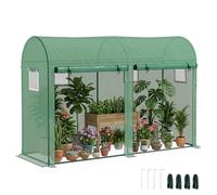 Outsunny Serra Tunnel da Giardino per Piante e Orto con 2 Porte 3x1x2m | Serra da Balcone, Porte Avvolgibili, 4 Finestre, Copertura in PE, Struttura in Acciaio