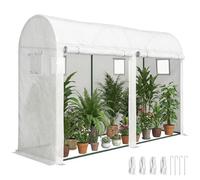 Outsunny Serra Tunnel da Giardino per Piante Orto con 2 Porte 3x1x2m Bianco
