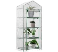 Outsunny Serra Verticale con Scaffale 4 Ripiani Acciaio e PE 70x50x160cm