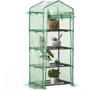 Outsunny Serra Verticale con Scaffale 4 Ripiani Acciaio e PE 70x50x160cm