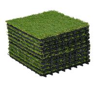Outsunny Piastrelle da Giardino con Erba Sintetica 30x30cm 10 Pezzi, Prato Artificiale Realistico, Verde
