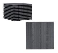 Outsunny Set 11 Piastrelle per Esterni ad Incastro 30x30x2.2 cm Grigio | Antiscivolo, Piastrelle da Giardino, in HDPE Riciclato