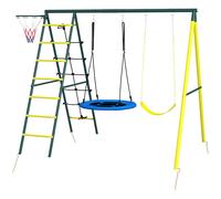 Outsunny Set 2 Altalene da Giardino con Canestro e Scalette Bambini 3-8 Anni