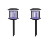 Outsunny Set 2 Lampade Antizanzare da Esterno 2 in 1, Lanterne Antizanzare con Luce LED e UV, Ricarica Solare e USB, Nero