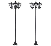 Outsunny Set 2 Lampioncini Solari da Esterno a 3 Luci IP44 51.5x47x182.5cm Nero