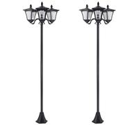 Outsunny Set 2 Lampioni Solari da Giardino a 3 Luci IP44 51.5x47x182.5cm Nero