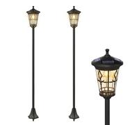 Outsunny Set 2 Lampioni da Giardino a Energia Solare e Altezza Regolabile Neri