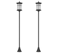 Outsunny Set 2 Lampioni da Giardino e Vialetto 6h 23.5x23.5x184 cm Nero