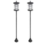 Outsunny Set 2 Lampioni da Giardino in Acciaio e ABS 23.5x23.5x184 cm Nero