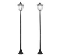 Outsunny Set 2 Lampioni Solari da Esterno con 6 Luci IP44, Ø26.5 x 177cm, Nero