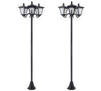 Outsunny Set 2 Lampioncini Solari da Esterno a 3 Luci, Lampade da Terra a Energia Solare Impermeabili IP44, 51.5x47x182.5cm, Nero