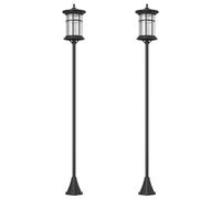 Outsunny Set 2 Lampioni Solari in Acciaio e ABS 23.5x23.5x184 cm Nero