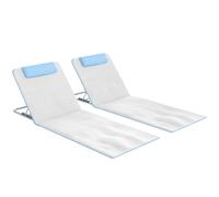 Outsunny Set 2 Lettini Prendisole Pieghevoli con Schienale Regolabile e Borsa, 48x134x36-45 cm, Beige