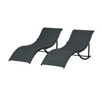 Outsunny Set 2 Lettini Prendisole Pieghevoli in Alluminio e Texteline Nero