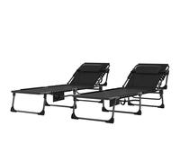 Outsunny Set 2 Lettini Prendisole Pieghevoli, Lettini Reclinabili 5 Posizioni