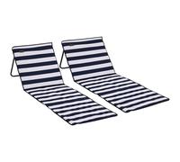 Outsunny Set 2 Lettini Sdraio Pieghevoli ad Angolazione Regolabile con Tasca a Zip, Lettini Prendisole in Acciaio e Tessuto Oxford, 142x51x40 cm, Bianco Nero e Blu