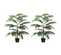 Outsunny Set 2 Palme Artificiali in Plastica con 20 Foglie e Vaso Altezza 140cm