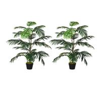 Outsunny Set 2 Palme in Plastica Decorative con 20 Foglie e Vaso Altezza 140cm