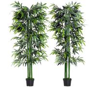 Outsunny Set 2 Piante di Bambù Artificiali in Vaso da 180cm Interni ed Esterni