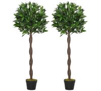 Outsunny Set di 2 Alberi di Alloro in Vaso, Piante Finte in Plastica Altezza 120cm per Interni ed Esterni