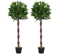 Outsunny Set 2 Piante Finte di Alloro in Vaso Alte 120cm per Interni