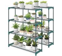 Outsunny Set 2 Scaffali per Portapiante 4 Livelli 90x28x104 cm in Acciaio Verde