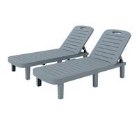 Outsunny Set 2 Sdraio da Giardino con Schienale Regolabile Grigio Scuro