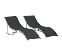 Outsunny Set 2 Sdraio da Giardino Pieghevoli in Alluminio e Texteline Nero