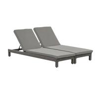 Outsunny Set 2 Sdraio da Giardino Regolabile 6 Livelli Grigio | Cuscino Imbottito, 196x65x22 cm