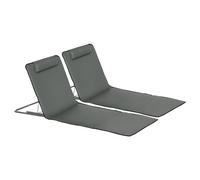 Outsunny Set 2 Sdraio da Spiaggia con Schienale Regolabile su 5 Livelli, Poggiatesta e Borsa da Viaggio, Lettini Spiaggia Pieghevoli in Acciaio e PE, 124x53x35-45 cm, Grigio